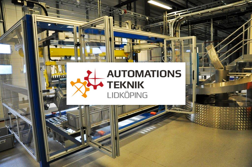 Industrial automation sign with text “Automationsteknik Lidköping.”